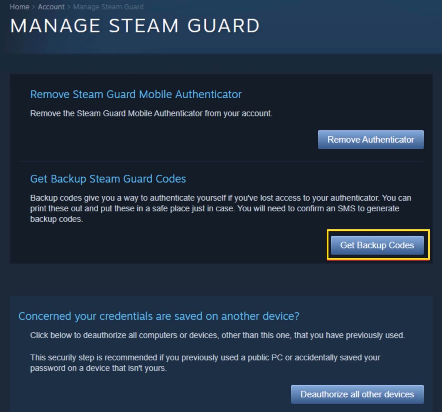 generate steam backup codes